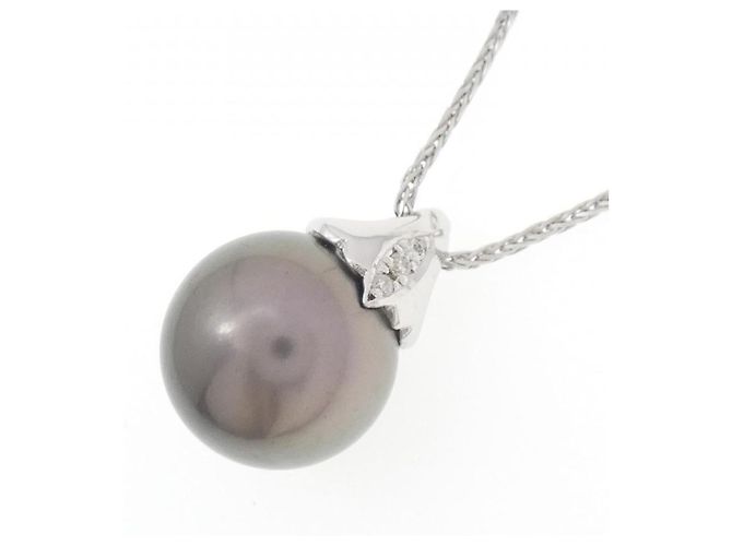 Autre Marque Collana con perla nera K18WG Nero - vista 3