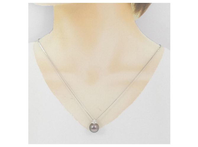 Autre Marque Collana con perla nera K18WG Nero - vista 5