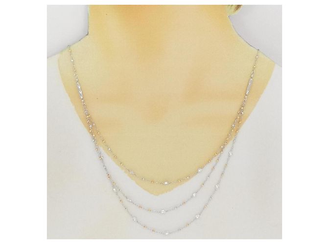 Autre Marque Dreifarbige Diamantkette Au750 Golden - Ansicht 8
