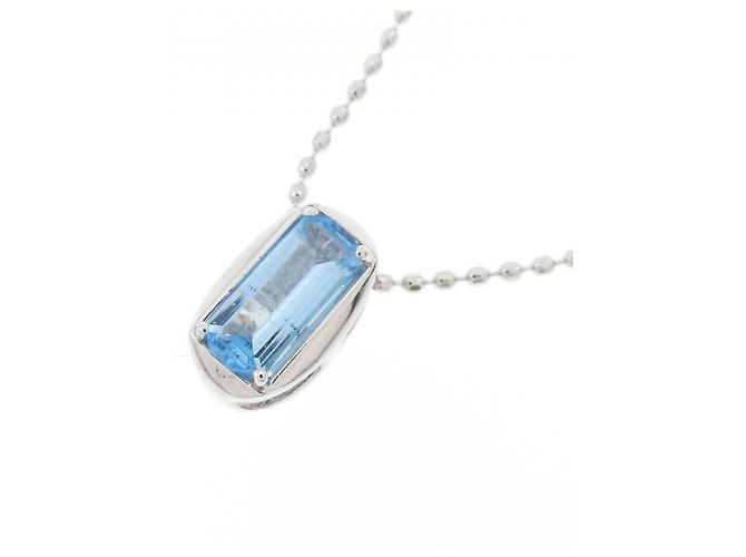 Autre Marque Collana a 2 giri in oro K14WG con topazio blu - vista 3