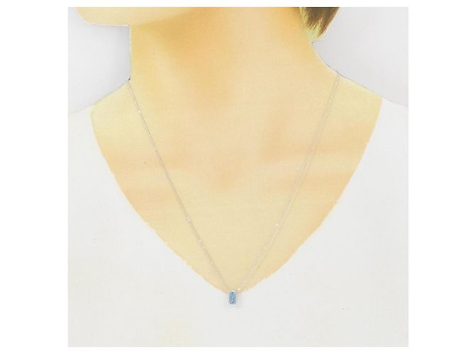 Autre Marque Collana a 2 giri in oro K14WG con topazio blu - vista 7