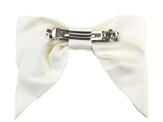 Timeless Barrette Chanel COCO Mark Ribbon in seta Accessorio per capelli Bianco - vista 3