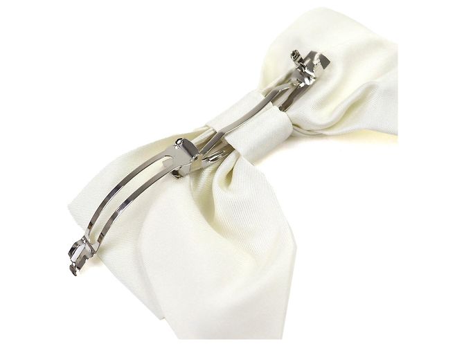 Timeless Barrette Chanel COCO Mark Ribbon in seta Accessorio per capelli Bianco - vista 4