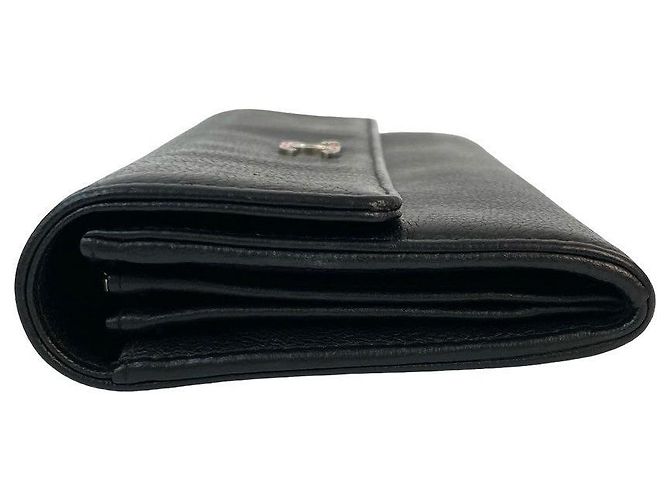 Timeless Chanel Coco Mark Clover Lederlanger Geldbeutel Schwarz - Ansicht 5