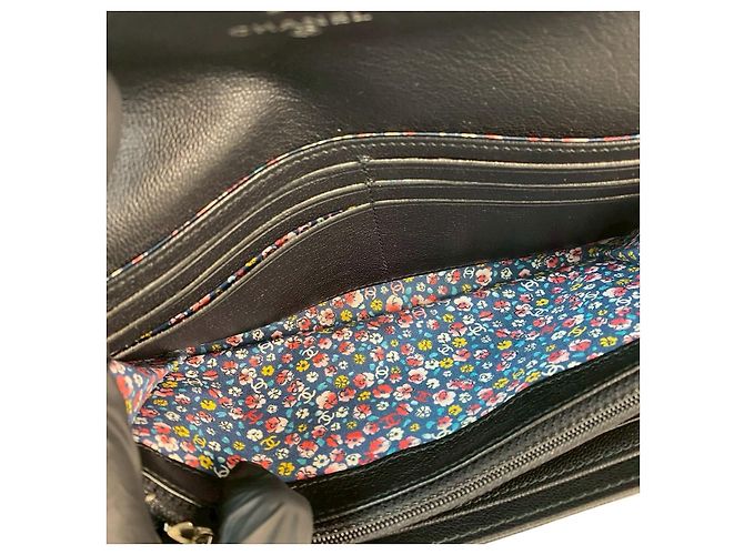 Timeless Chanel Coco Mark Clover Lederlanger Geldbeutel Schwarz - Ansicht 9