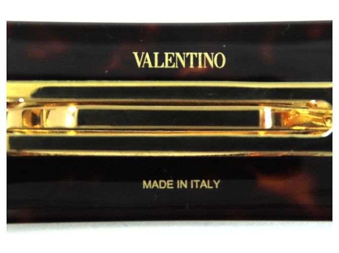 Fermaglio per capelli in cristallo con firma logo V Valentino Garavani Marrone - vista 8