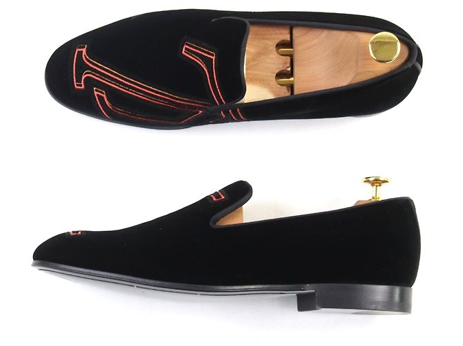 Mocassini in velluto Louis Vuitton Nero - vista 3