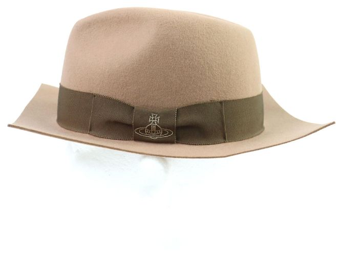 Fedora in feltro con nastro ricamato Orb di Vivienne Westwood Rosa Beige - vista 3