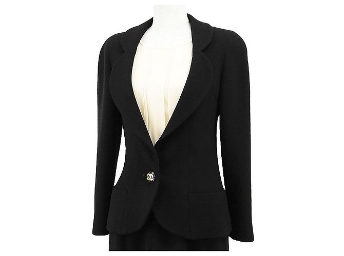 Timeless Conjunto de lana Chanel Boutique Negro Beige - vista 2
