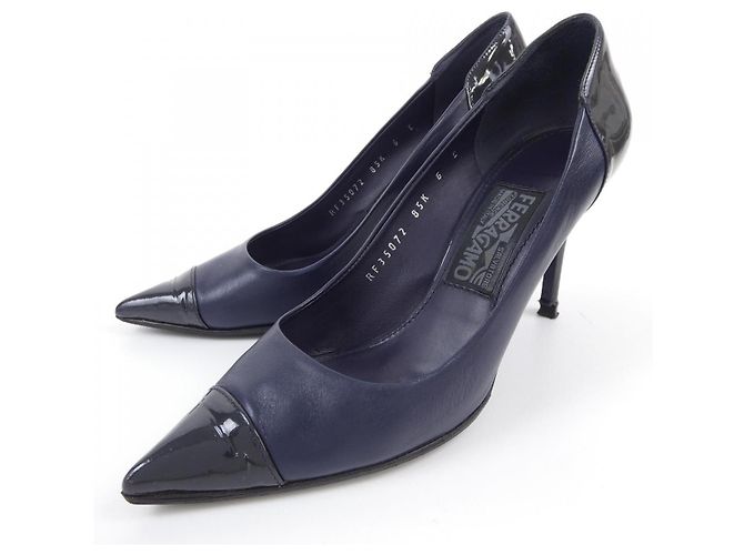 Décolleté Salvatore Ferragamo Nero Blu navy - vista 3