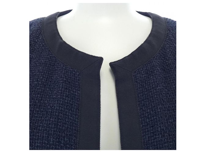 Timeless Jaqueta Chanel sem colarinho Azul Azul marinho - vista 5