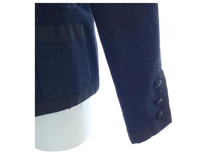 Timeless Jaqueta Chanel sem colarinho Azul Azul marinho - vista 6