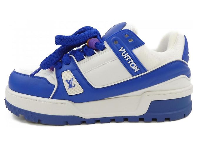 Sneakers Louis Vuitton LV Trainer Maxi Line Bianco Blu - vista 2