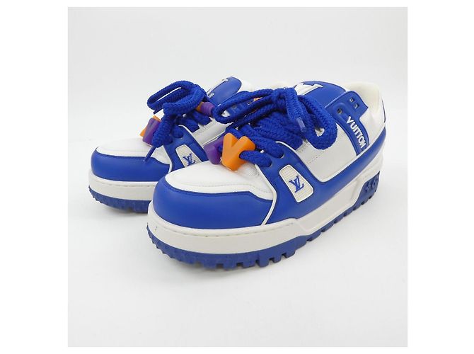 Sneakers Louis Vuitton LV Trainer Maxi Line Bianco Blu - vista 3