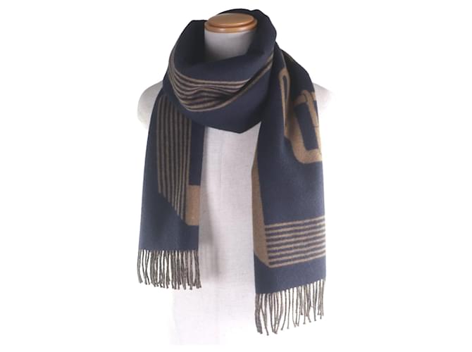 Hermès Sciarpa in cashmere Hermes Sangle a Bookle Blu Blu navy - vista 3