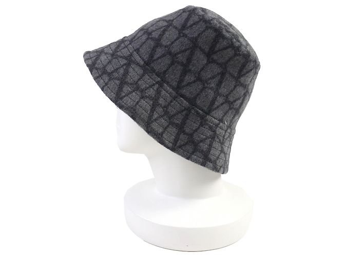 Cappello bucket Valentino Iconograph in cashmere, seta e lana Marrone - vista 2