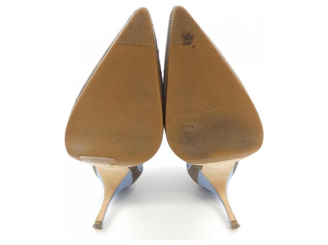 Botas de pelo de becerro Manolo Blahnik Azul Beige - vista 4