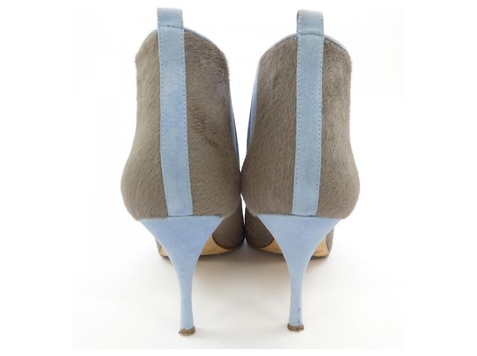 Botas de pelo de becerro Manolo Blahnik Azul Beige - vista 5