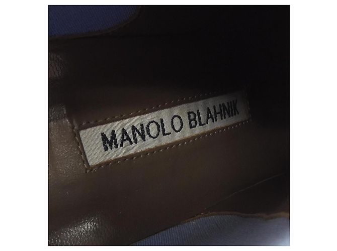 Botas de pelo de becerro Manolo Blahnik Azul Beige - vista 6