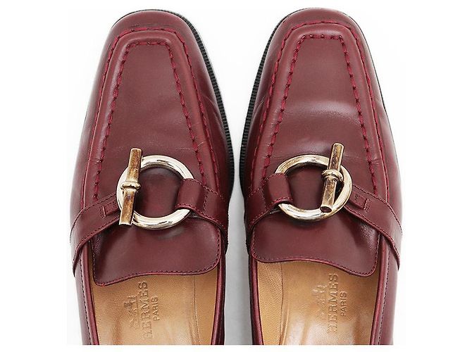 Hermès Mocassino Kelly in pelle Hermes Marrone Bordò - vista 11