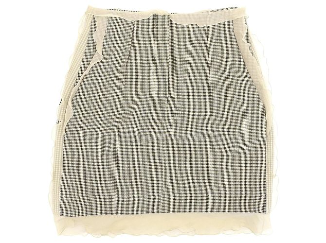 Fendi Hahnentritt-Wollrock Braun Beige - Ansicht 2