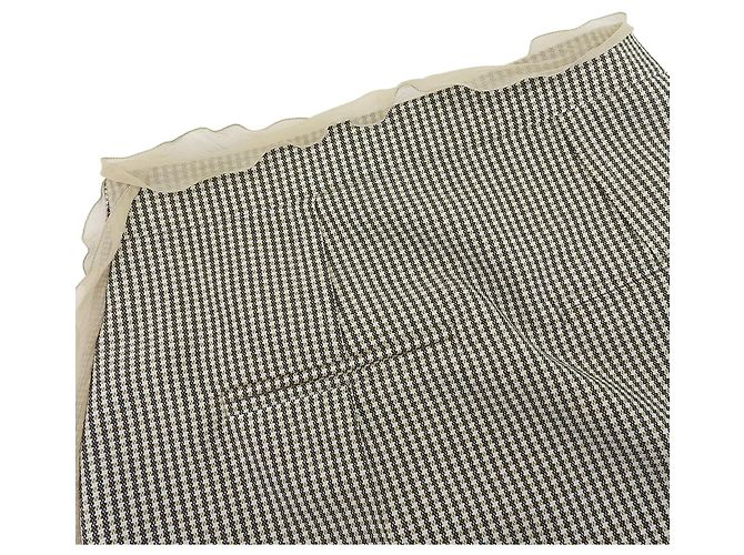 Fendi Hahnentritt-Wollrock Braun Beige - Ansicht 3