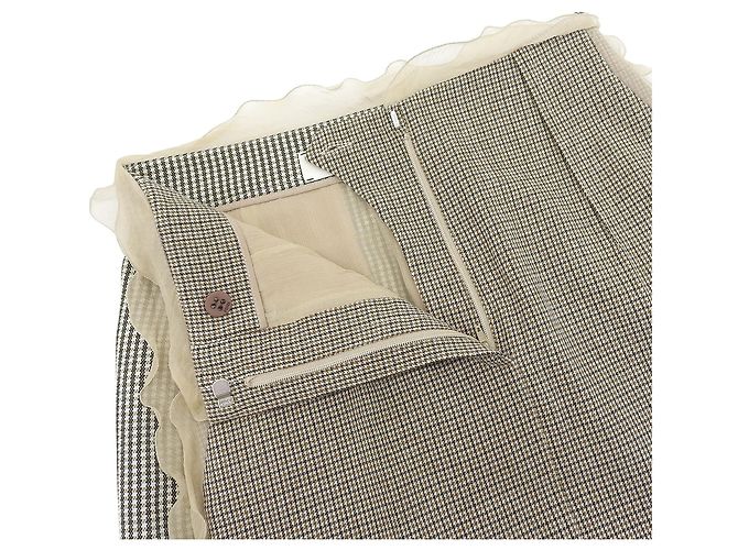 Fendi Hahnentritt-Wollrock Braun Beige - Ansicht 4