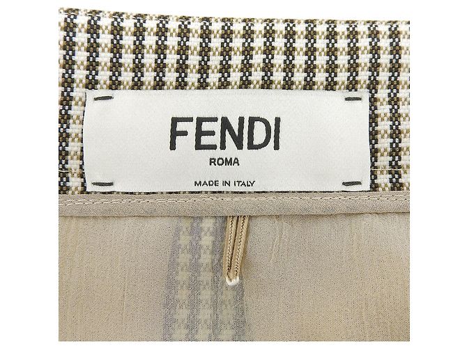 Fendi Hahnentritt-Wollrock Braun Beige - Ansicht 5