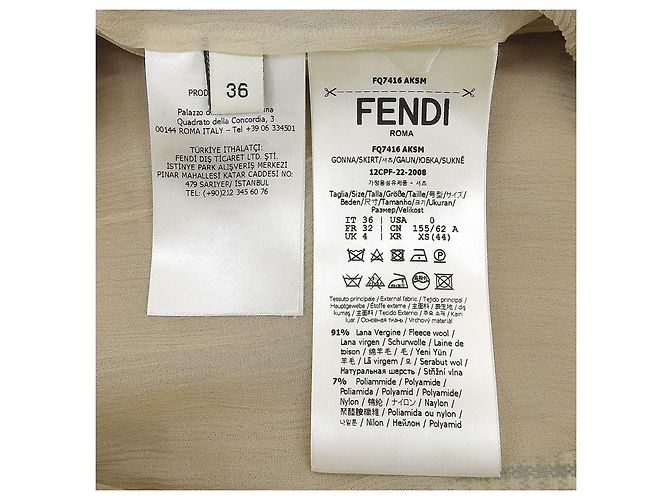 Fendi Hahnentritt-Wollrock Braun Beige - Ansicht 6