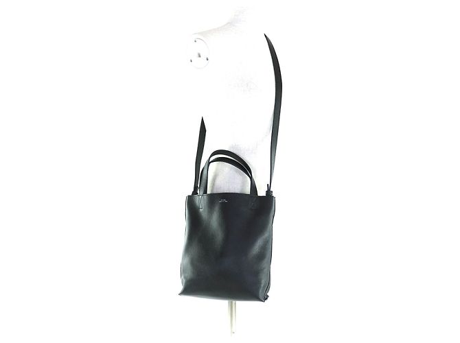Apc A.P.C. Schultertasche aus schwarzem Leder - Ansicht 5