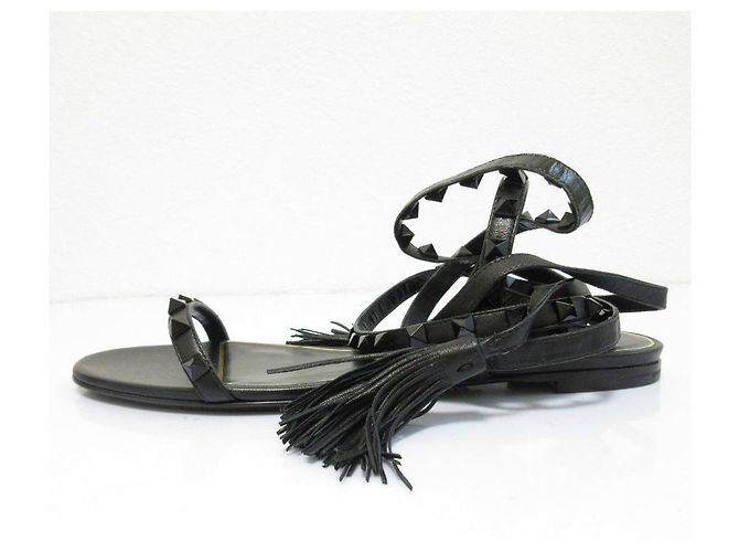 Sandali in pelle Valentino Garavani Rockstud Nero - vista 3