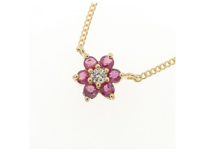 Autre Marque Collana Flower in Rubino e Diamanti Au750 D'oro - vista 3