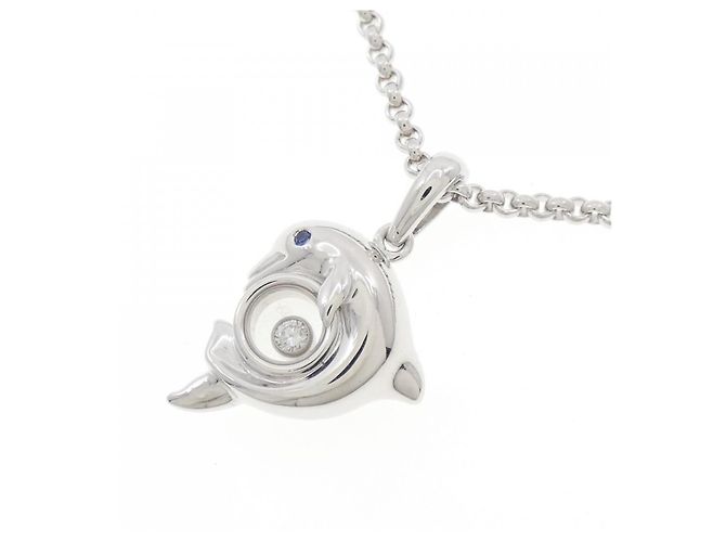 Chopard Dolphin 750 Weißgold Saphir Diamant Halskette Silber - Ansicht 3