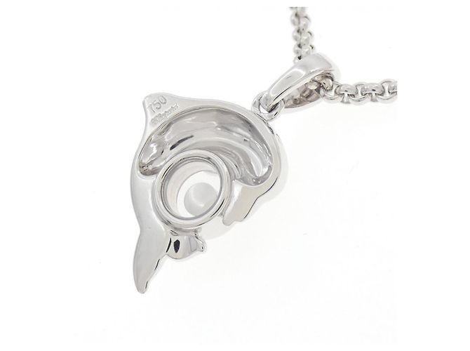 Chopard Dolphin 750 Weißgold Saphir Diamant Halskette Silber - Ansicht 4