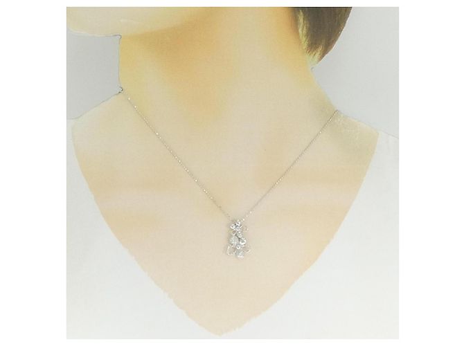 Autre Marque Collana Flower in Diamanti Au750 Argento - vista 6