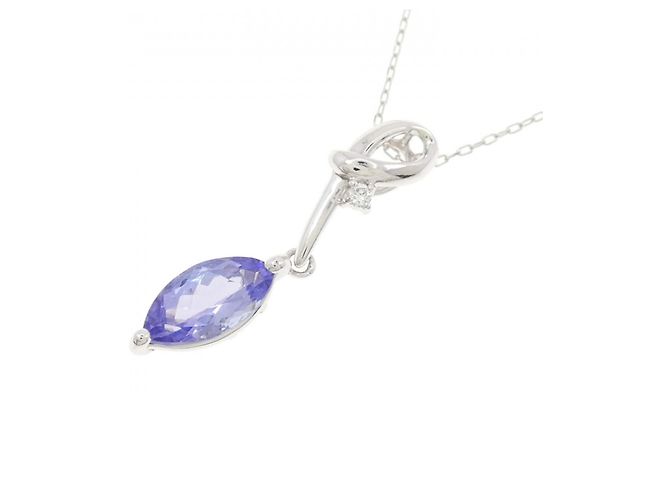 Autre Marque Collana in oro bianco Au750, tanzanite e diamante Argento - vista 3