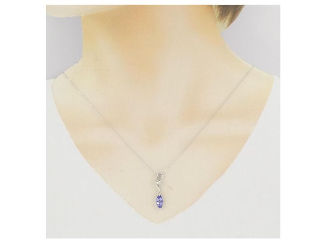 Autre Marque Collana in oro bianco Au750, tanzanite e diamante Argento - vista 6