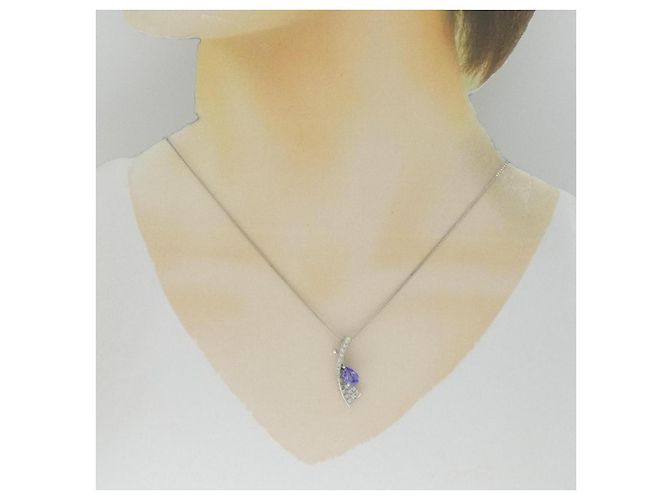 Autre Marque Collana in Tanzanite e Diamanti Pt900 Pt850 Porpora - vista 6