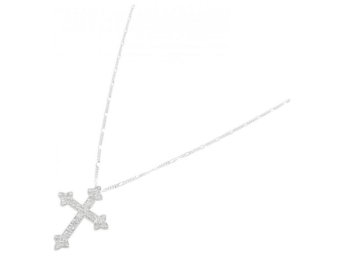 Autre Marque Collana con Croce in Diamanti in Oro Bianco Au750 Argento - vista 2