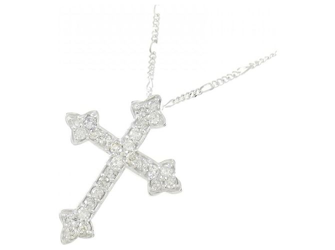 Autre Marque Collana con Croce in Diamanti in Oro Bianco Au750 Argento - vista 3