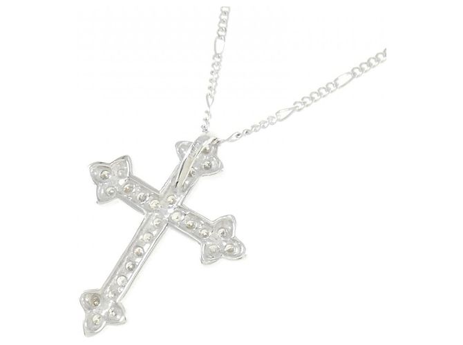 Autre Marque Collana con Croce in Diamanti in Oro Bianco Au750 Argento - vista 4