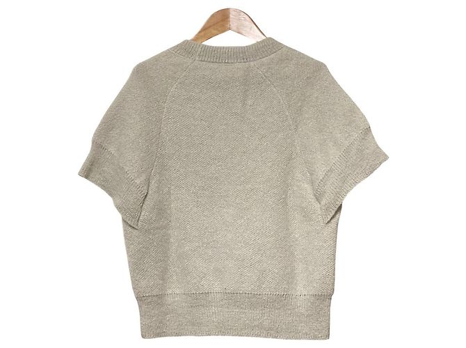 Autre Marque IIROT Mohair Kurzarm Strickpullover Beige - Ansicht 3