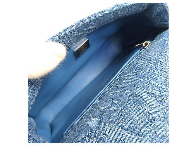 Timeless Borsa a Spalla Chanel Mini Matelasse COCO Mark Camellia Chain Blu - vista 10