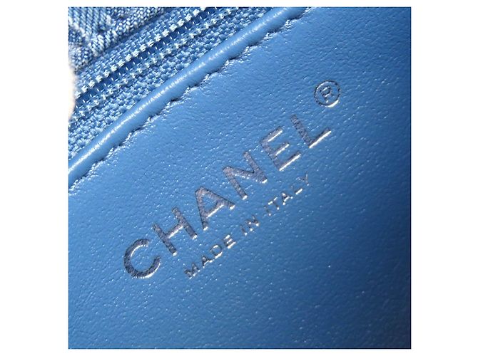 Timeless Borsa a Spalla Chanel Mini Matelasse COCO Mark Camellia Chain Blu - vista 12