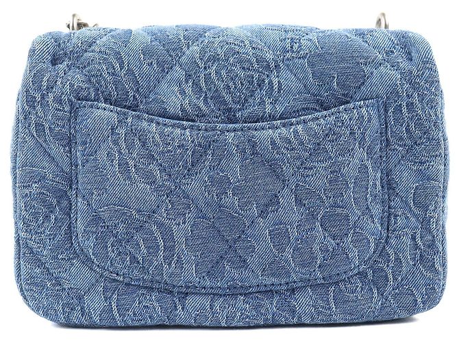 Timeless Borsa a Spalla Chanel Mini Matelasse COCO Mark Camellia Chain Blu - vista 3