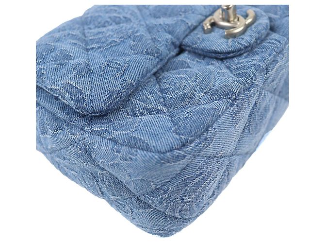 Timeless Borsa a Spalla Chanel Mini Matelasse COCO Mark Camellia Chain Blu - vista 8