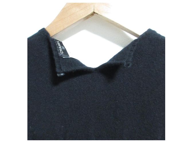 Timeless Chanel Kaschmir-Kurzarm-Pullover mit Zopfmuster Schwarz - Ansicht 4