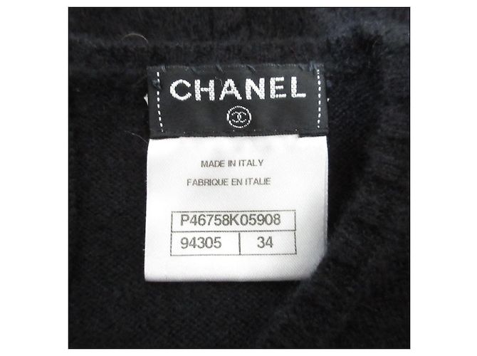 Timeless Chanel Kaschmir-Kurzarm-Pullover mit Zopfmuster Schwarz - Ansicht 7