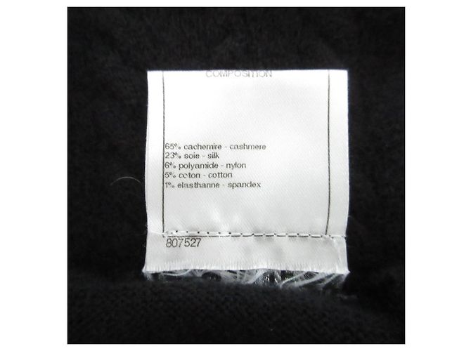 Timeless Chanel Kaschmir-Kurzarm-Pullover mit Zopfmuster Schwarz - Ansicht 8