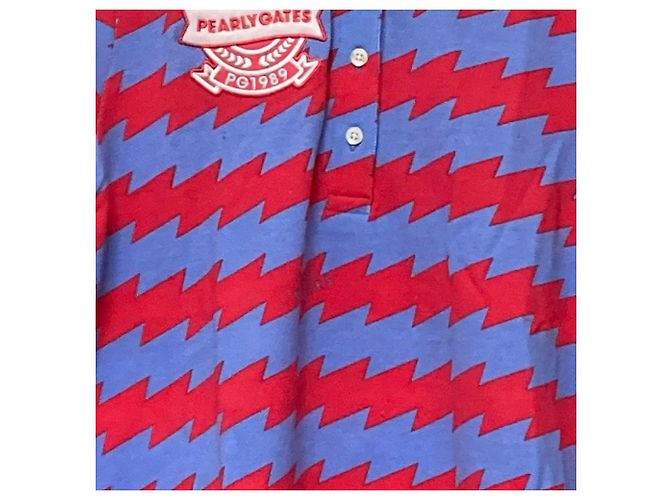 Autre Marque Polo a maniche corte PEARLY GATES 30th Anniversary Zigzag Border Patch Blu - vista 3